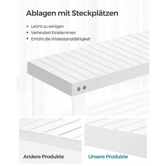 SONGMICS Schuhbank, Schuhregal mit 3 Ebenen, Schuhablage aus Bambus, bis 130 kg belastbar, 28,7 x 70,1 x 45,3 cm, für Flur, Badezimmer, Schlafzimmer, weiß LBS004W01
