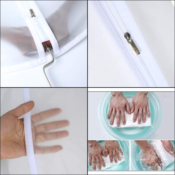 HomeClean Kleidersack Durchsichtig 60cm x 140cm Langes Kleid Mottenfest Kleidersäcke Weiß Atmungsaktiv Durchgehender Reißverschluss Staubschutz für Kleidung Aufbewahrungsschrank Packung mit 6 Stück