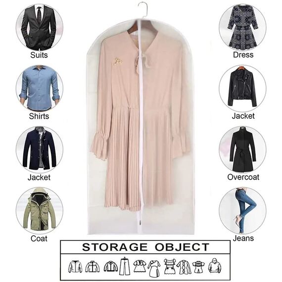 Hängende Kleidertaschen 60 x 120cm(12 Pack) mit Reißverschluss PEVA Kleiderabdeckung Kleidertaschen Kleiderabdeckungstaschen für Kleiderschrank Lagerung und Reise, Kleiderabdeckungen für Mäntel