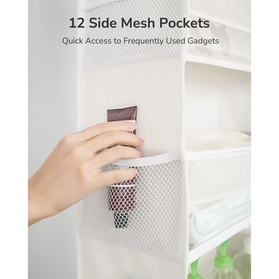 ULG Over The Door Organizer mit 6 großen Fächern, 12 Seitentaschen, 50lbs Gewichtskapazität für Schlafzimmer, Badezimmer, Vorratskammer, Kinderzimmer, Beige