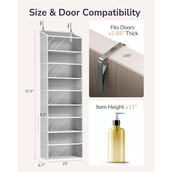 ULG Tür-Organizer mit 5 großen Taschen, 10 Netz-Seitentaschen, 20 kg Tragkraft, Hängeaufbewahrung mit transparentem Fenster für Schlafzimmer, Badezimmer, Küche, Wohnmobil, transparent, 1 Stück