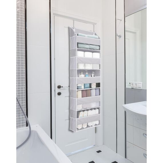 ULG Tür-Organizer, 5 große Taschen, 10 Mesh-Taschen, 20 kg Tragkraft, Hängender Organizer für Schlafzimmer, Bad, Küche, Grau, 2 Stück