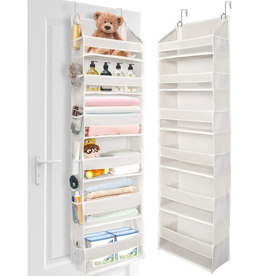 ULG Over The Door Organizer mit 6 großen Fächern, 12 Seitentaschen, 50lbs Gewichtskapazität für Schlafzimmer, Badezimmer, Vorratskammer, Kinderzimmer, Beige