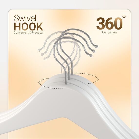 Utopia Home Hochwertige Holz-Kleiderbügel, 30 Stück, langlebige und schlanke Kleiderbügel, Anzugbügel mit 360 Grad drehbarem Haken, Holzbügel mit Schulterrillen, Weiß