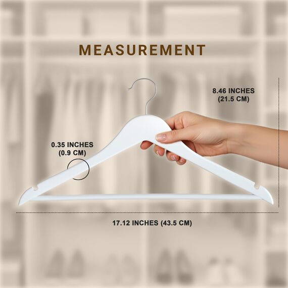 Utopia Home Hochwertige Holz-Kleiderbügel, 30 Stück, langlebige und schlanke Kleiderbügel, Anzugbügel mit 360 Grad drehbarem Haken, Holzbügel mit Schulterrillen, Weiß
