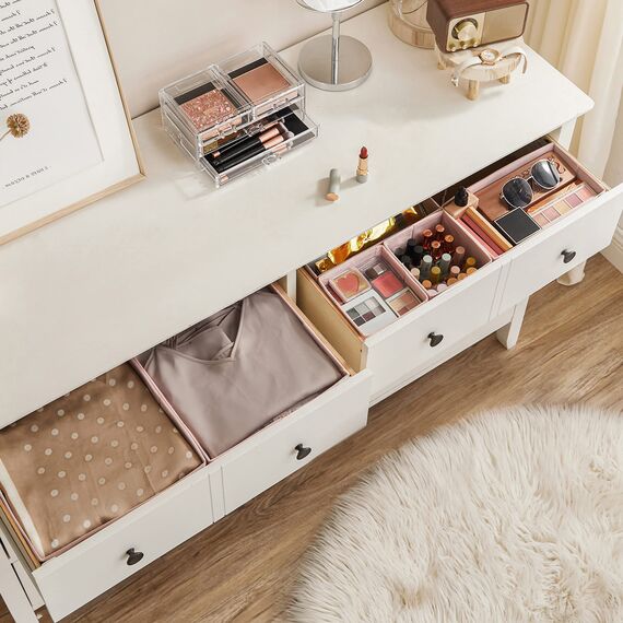 SONGMICS Aufbewahrungsbox für Schublade, 6er Set, Schubladen Organizer, Faltbox, Unterwäsche Organizer, Stoffbox für Socken, Unterwäsche, BHs, Krawatten und Schals, pastellrosa RDZ06PK