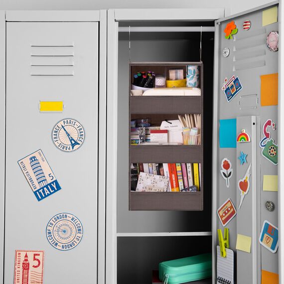 GRANNY SAYS hänge Organizer mit 3 Fächern, Hängeaufbewahrung Schrank, Kleiderschrank Organizer Hängend, Dunkelbraun Hängeregal, Hängeorganizer Schrank, Faltbare hänge Regal Stoff