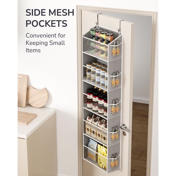 ULG Tür-Organizer mit 5 großen Taschen, 10 Netz-Seitentaschen, 20 kg Tragkraft, Hängeaufbewahrung mit transparentem Fenster für Schlafzimmer, Badezimmer, Küche, Wohnmobil, transparent, 1 Stück