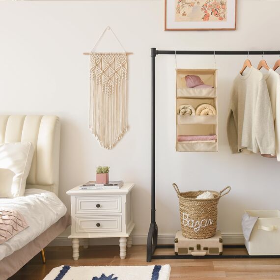 GRANNY SAYS hänge Organizer mit 3 Fächern, 1 Stück Hängeaufbewahrung Schrank, Kleiderschrank Organizer Hängend, Khaki Hängeregal, Hängeorganizer Schrank, Faltbare hänge Regal Stoff