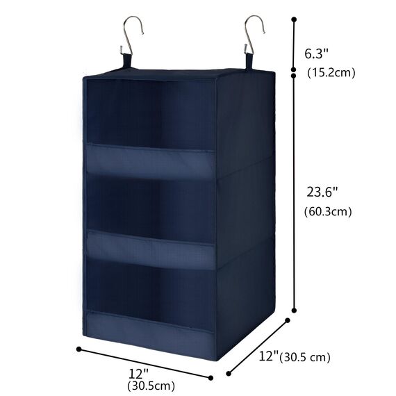 GRANNY SAYS Kleiderschrank Organizer Hängend, hänge Organizer mit 3 Fächern, 1 Stück Hängeaufbewahrung Schrank, Marineblau Kleiderschrank Hängeregal, Faltbare hänge Regal Stoff, Hanging Organiser