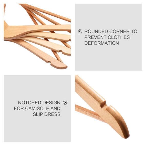 HOUSE DAY Kleiderbügel Holz Natur 20 Stück Stabil Kleiderbügel Drehbar Jackenbügel Anzugbügel Breit 44,5cm aus Naturholz