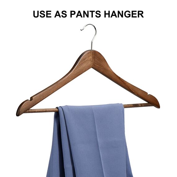 HOUSE DAY Kleiderbügel Holz Walnuss 20 Stück Stabil Kleiderbügel Drehbar Jackenbügel Anzugbügel Breit 44,5cm aus Naturholz