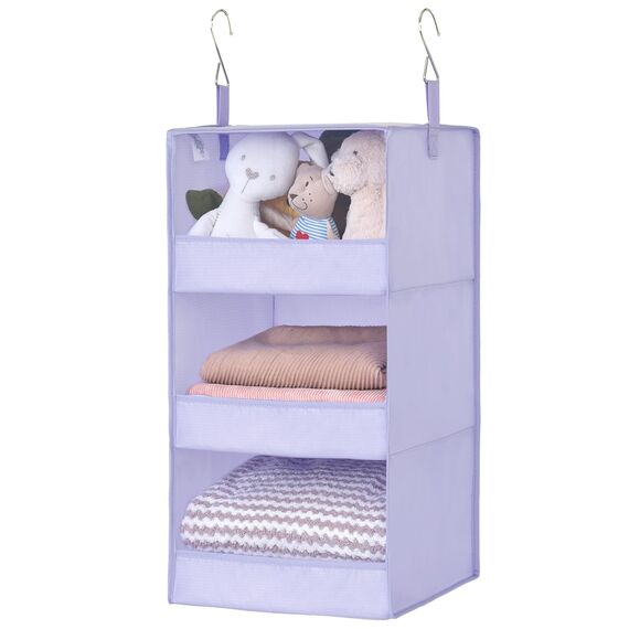 GRANNY SAYS Hängeaufbewahrung Organizer mit 3 Fächern, 1 Stück Hängeregal Schrank Organizer, Kleiderschrank Hängeorganizer stabil, Lila Hängeregal Stoff Faltbare, Hängeorganizer Schrank