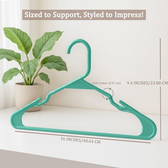 Utopia Home 50er-Pack Kunststoffbügel Platzsparende, langlebige Bügel mit Schulterrillen, Aqua