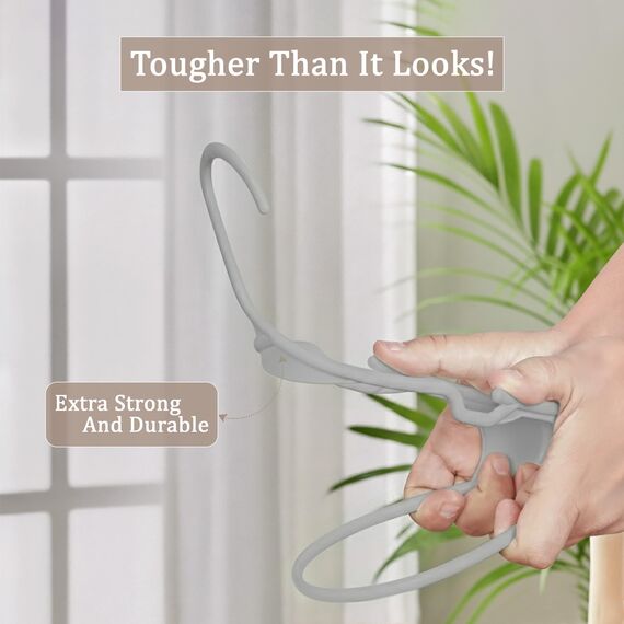 Utopia Home 20er-Pack Kunststoffbügel Platzsparende, langlebige Bügel mit Schulterrillen, grau