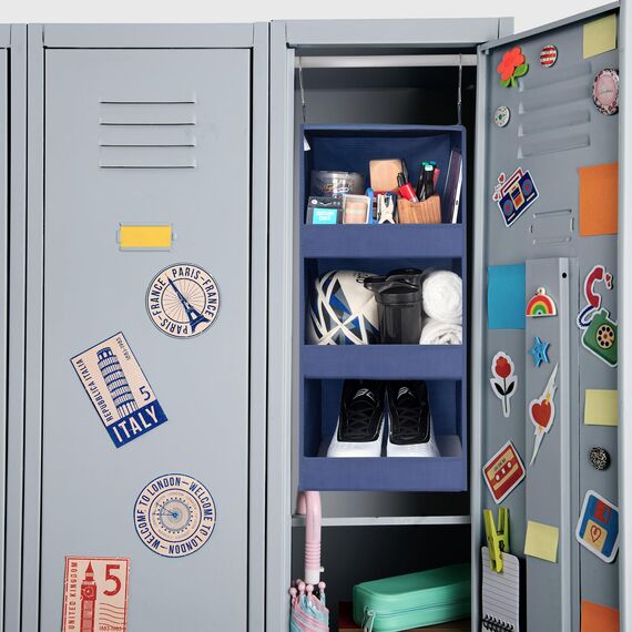 GRANNY SAYS Kleiderschrank Organizer Hängend, hänge Organizer mit 3 Fächern, 1 Stück Hängeaufbewahrung Schrank, Marineblau Kleiderschrank Hängeregal, Faltbare hänge Regal Stoff, Hanging Organiser