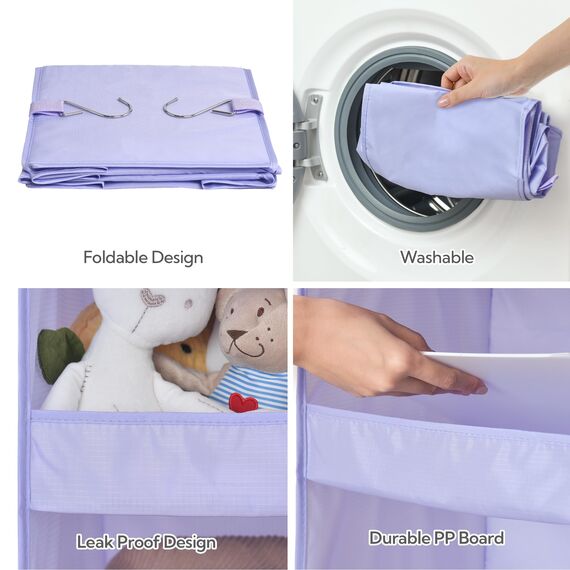 GRANNY SAYS Hängeaufbewahrung Organizer mit 3 Fächern, 1 Stück Hängeregal Schrank Organizer, Kleiderschrank Hängeorganizer stabil, Lila Hängeregal Stoff Faltbare, Hängeorganizer Schrank