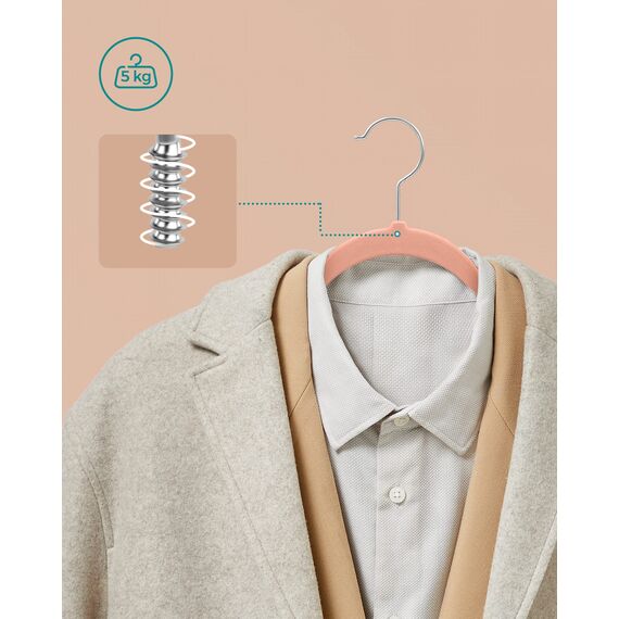 SONGMICS Kleiderbügel Samt, 30er Set, Bügel, Jackenbügel, 41,5 cm breit, Anzugbügel, dünn, gut belastbar, um 360° drehbarer Haken, für Mäntel, Hemden und Anzüge, rosa CRF26PK