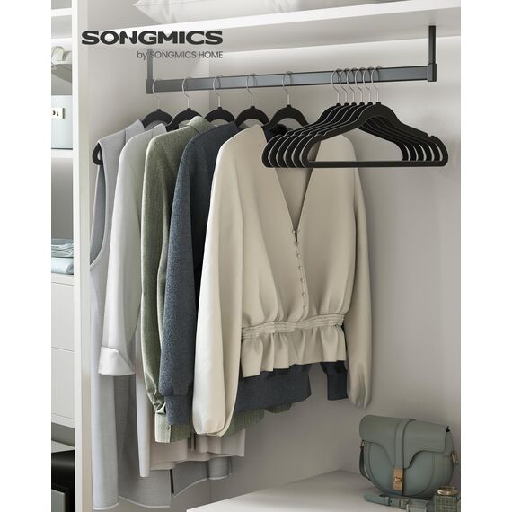 SONGMICS Kleiderbügel Samt, 100er Set, Bügel, Jackenbügel, 41,5 cm breit, Anzugbügel, dünn, gut belastbar, um 360° drehbarer Haken, für Mäntel, Hemden und Anzüge, Schwarz/Weiß CRF026B100