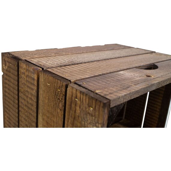 Massive Schuh- Bücherregalkiste Obstkiste Weinkiste Maße ca 50 x 40 x 31cm xxxaus dem Alten LandxxxWeinkisten Obstkisten Holzkiste Dekokiste Regal (Natur quer) (1, dunkel, kurze Unterteilung)