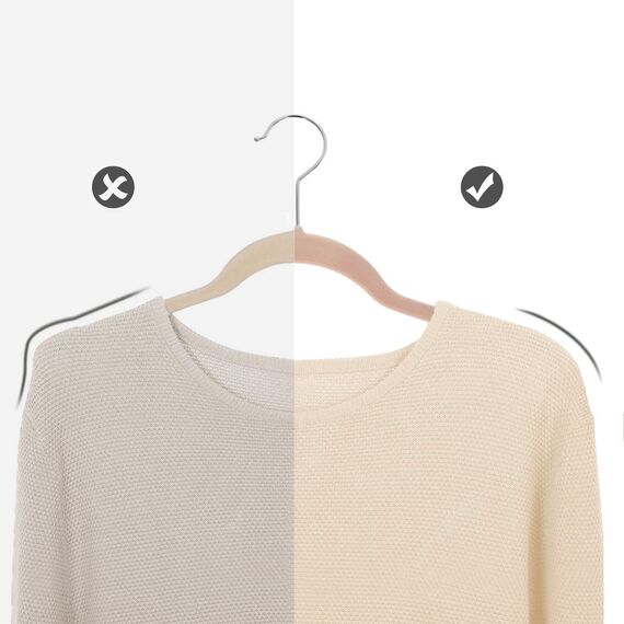 SONGMICS Kleiderbügel Samt, 50er Set, Jackenbügel, 41,5 cm breit, Anzugbügel, dünn, gut belastbar, um 360° drehbarer Haken, für Mäntel, Hemden und Anzüge, Rosa-Silber CRF026P03