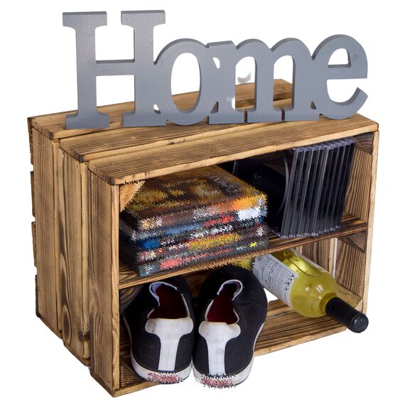 geflammtes Schuhregal Bella Mini für Kinder mit Zwischenbrett 40 x 30 x 25 cm/Apfelkisten Weinkisten Holzkisten aus dem Alten Land (3 x Schuhregal Mini für Kinder)