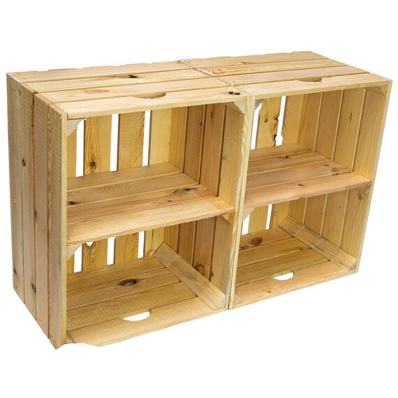 Kistenkolli Altes Land Massive Schuh- Bücherregalkiste Obstkiste Weinkiste Maße ca 50 x 40 x 31cm xxxaus dem Alten LandxxxWeinkisten Obstkisten Holzkiste Dekokiste Regal (Natur quer)