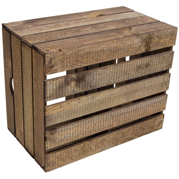 Massive Schuh- Bücherregalkiste Obstkiste Weinkiste Maße ca 50 x 40 x 31cm xxxaus dem Alten LandxxxWeinkisten Obstkisten Holzkiste Dekokiste Regal (Natur quer) (1, dunkel, kurze Unterteilung)