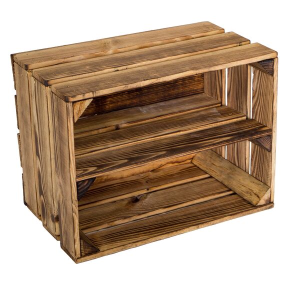 geflammtes Schuhregal Bella Mini für Kinder mit Zwischenbrett 40 x 30 x 25 cm/Apfelkisten Weinkisten Holzkisten aus dem Alten Land (3 x Schuhregal Mini für Kinder)