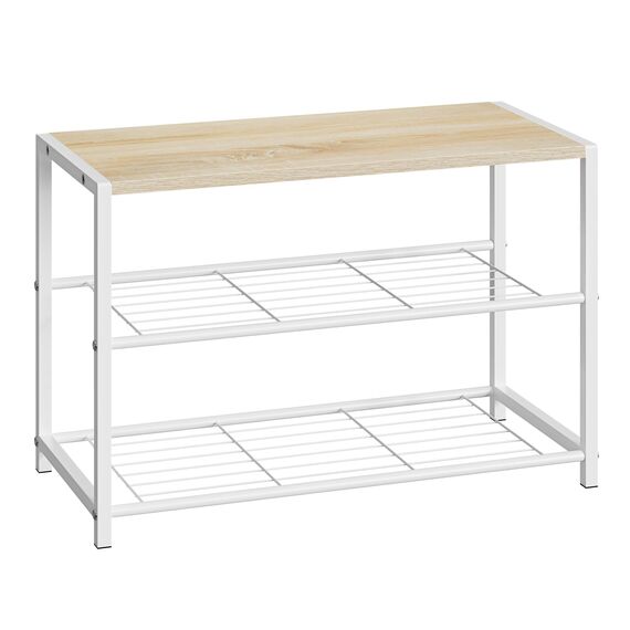 WOLTU Schuhregal mit 2 Ebenen, Schuhständer Metall, Schuhaufbewahrung platzsparend, Schuhorganizer für 6 Paar, Flur Wohnzimmer, 63x43x30 cm, weiß