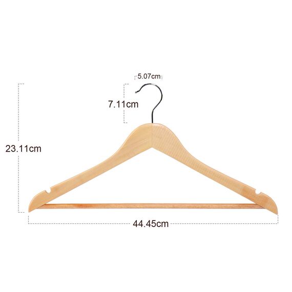HOUSE DAY Kleiderbügel Holz Natur 60 Stück Stabil Kleiderbügel Drehbar Jackenbügel Anzugbügel Breit 44,5cm aus Naturholz