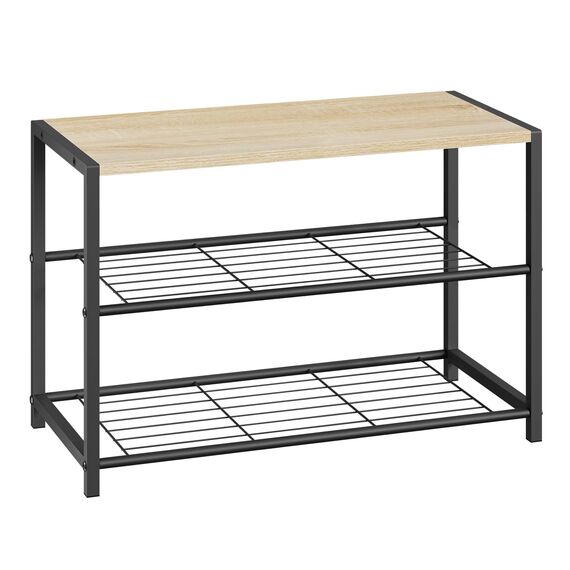 WOLTU Schuhregal mit 2 Ebenen, Schuhständer Metall, Schuhaufbewahrung platzsparend, Schuhorganizer für 6 Paar, Flur Wohnzimmer, 63x43x30 cm, schwarz