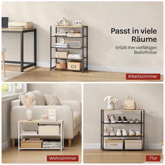 WOLTU Schuhregal mit 2 Ebenen, Schuhständer Metall, Schuhaufbewahrung platzsparend, Schuhorganizer für 6 Paar, Flur Wohnzimmer, 63x43x30 cm, schwarz