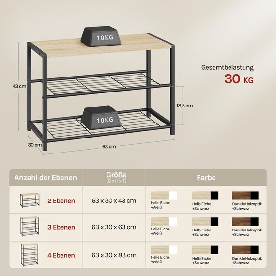 WOLTU Schuhregal mit 2 Ebenen, Schuhständer Metall, Schuhaufbewahrung platzsparend, Schuhorganizer für 6 Paar, Flur Wohnzimmer, 63x43x30 cm, schwarz