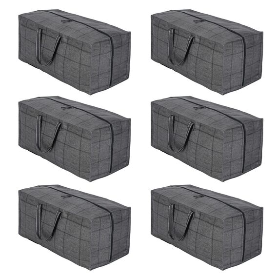 VENO 87 Liter extra große Umzugstaschen mit Rucksackgurten, Umzugshelfer, starke Griffe und Reißverschlüsse, Kleideraufbewahrung, Wäschesäcke, wiederverwendbar (Schwarzes Fenstertuch, 6er-Pack)