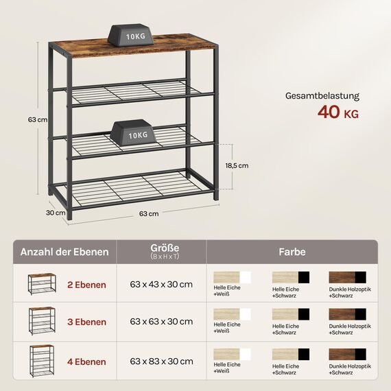 WOLTU Schuhbank Schuhregal mit Sitzfläche Badregal Schuhablage Schuhkommode Schuhständer Organizier Sitzbank mit 3 Ablagen für 9 Paar Schuhe Holz Metall