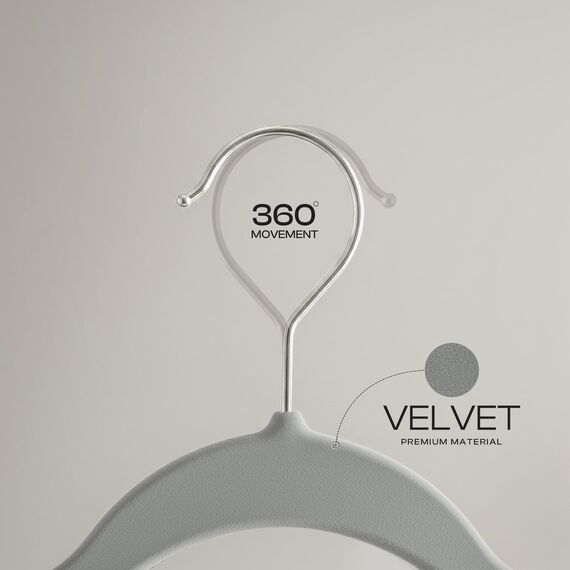 Utopia Home - Antirutsch-Kleiderbügel aus Samt - rutschfeste und strapazierfähige Kleiderbügel aus Samt - Stark genug, Jacken und Pullover zu halten (Grau, 50er-Pack)