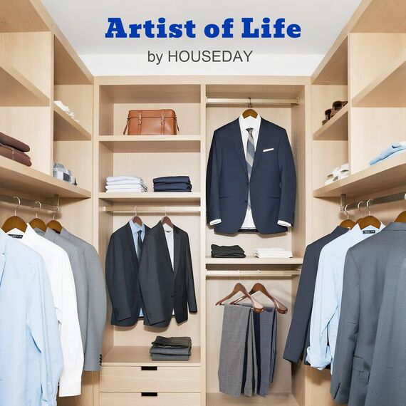 HOUSE DAY Kleiderbügel Holz Breit Walnuss 6X rutschfest Kleiderbügel Stabil Jackbügel Anzugbügel Holzbügel, Breite Schultern rutschfeste Hosenstangen Drehbare Haken