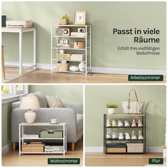 WOLTU Schuhregal mit 3 Ebenen, Schuhständer Metall, Schuhaufbewahrung platzsparend, Schuhorganizer für 9 Paar, Flur Wohnzimmer, 63x63x30 cm, weiß