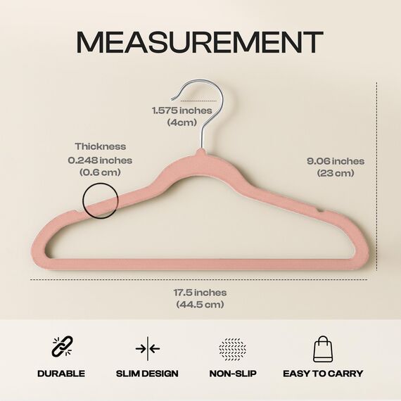 Utopia Home Premium Samt Kleiderbügel - rutschfeste & langlebige Kleiderbügel - 360 Grad drehbare Haken - Hochbelastbare Kleiderbügel - 30er Pack, Rosa