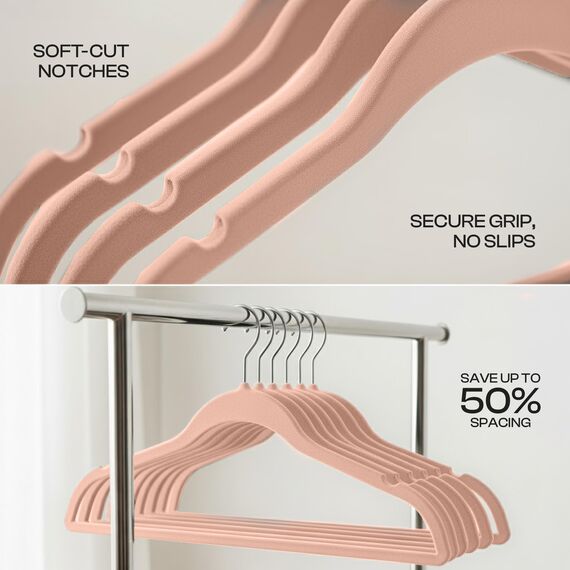 Utopia Home - Antirutsch-Kleiderbügel aus Samt - rutschfeste und strapazierfähige Kleiderbügel aus Samt - Stark genug, Jacken und Pullover zu halten (Rosa, 50er-Pack)