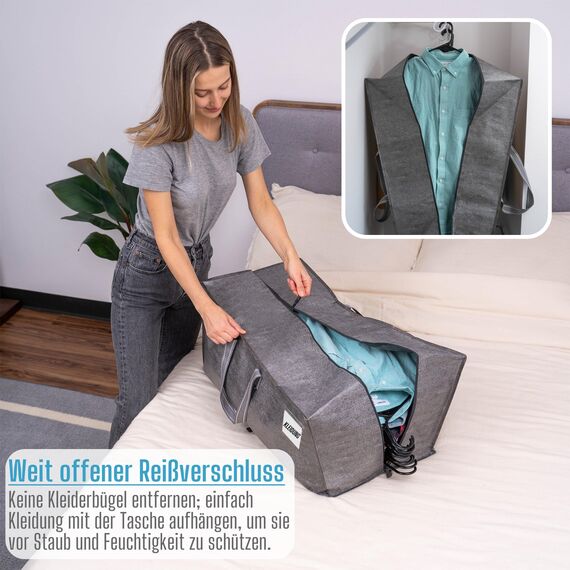 VENO 87 Liter extra große Umzugstaschen mit Rucksackgurten, Umzugshelfer, starke Griffe und Reißverschlüsse, Kleideraufbewahrung, Wäschesäcke, wiederverwendbar und nachhaltig (Grau, 10er-Pack)