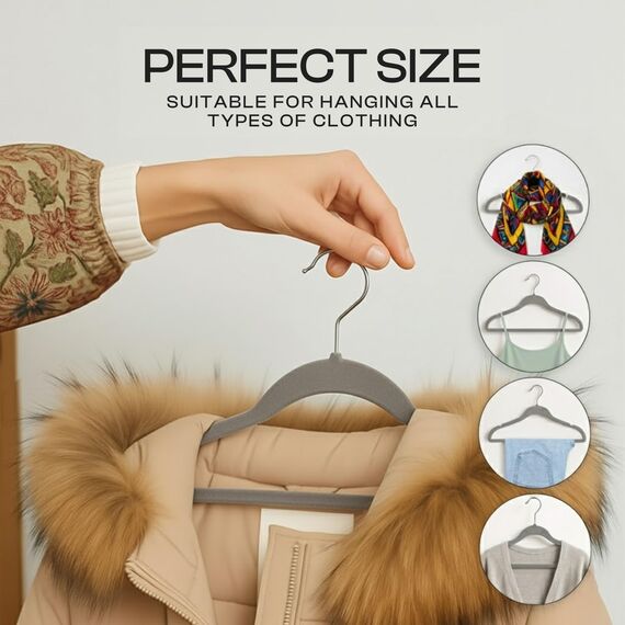 Utopia Home - Antirutsch-Kleiderbügel aus Samt - rutschfeste und strapazierfähige Kleiderbügel aus Samt - Stark genug, Jacken und Pullover zu halten (Grau, 50er-Pack)