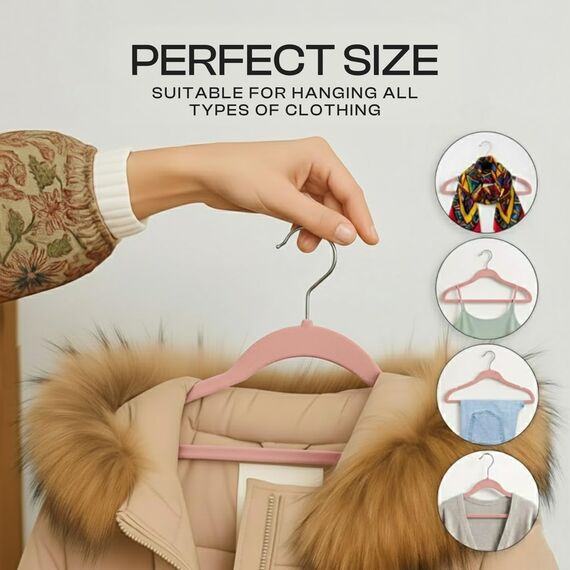 Utopia Home - Antirutsch-Kleiderbügel aus Samt - rutschfeste und strapazierfähige Kleiderbügel aus Samt - Stark genug, Jacken und Pullover zu halten (Rosa, 50er-Pack)
