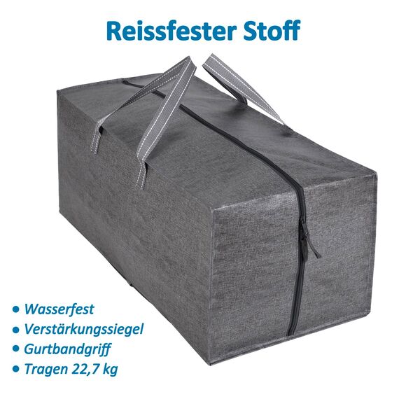 VENO 87 Liter extra große Umzugstaschen mit Rucksackgurten, Umzugshelfer, starke Griffe und Reißverschlüsse, Kleideraufbewahrung, Wäschesäcke, wiederverwendbar und nachhaltig (Grau, 6er-Pack)