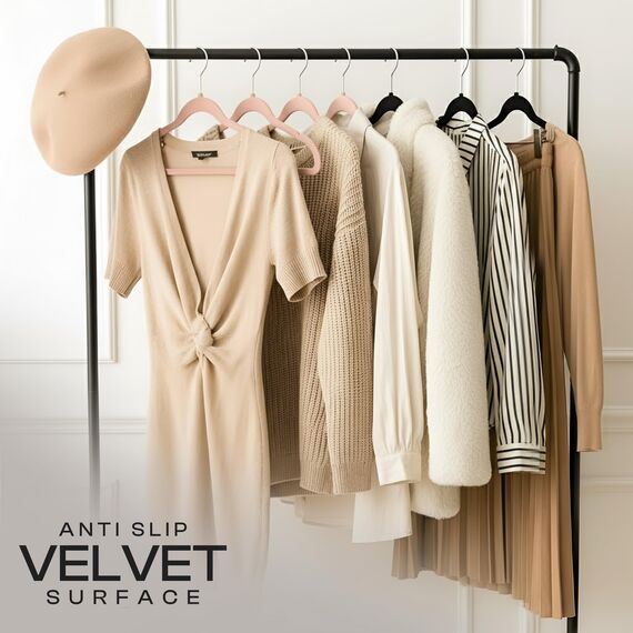 Utopia Home - Antirutsch-Kleiderbügel aus Samt - rutschfeste und strapazierfähige Kleiderbügel aus Samt - Stark genug, Jacken und Pullover zu halten (Rosa, 50er-Pack)
