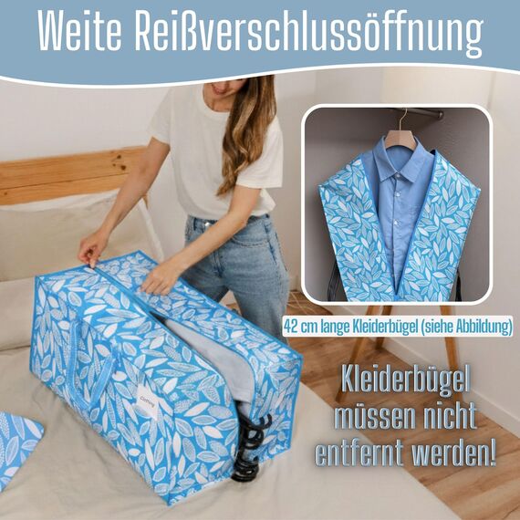 VENO 87 Liter extra große Umzugstaschen mit Rucksackgurten, Umzugshelfer, starke Griffe und Reißverschlüsse, Kleideraufbewahrung, wiederverwendbar und nachhaltig (Frühlingsbrise, 6er-Pack)