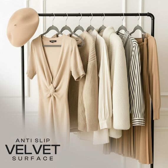 Utopia Home - Antirutsch-Kleiderbügel aus Samt - rutschfeste und strapazierfähige Kleiderbügel aus Samt - Stark genug, Jacken und Pullover zu halten (Grau, 50er-Pack)