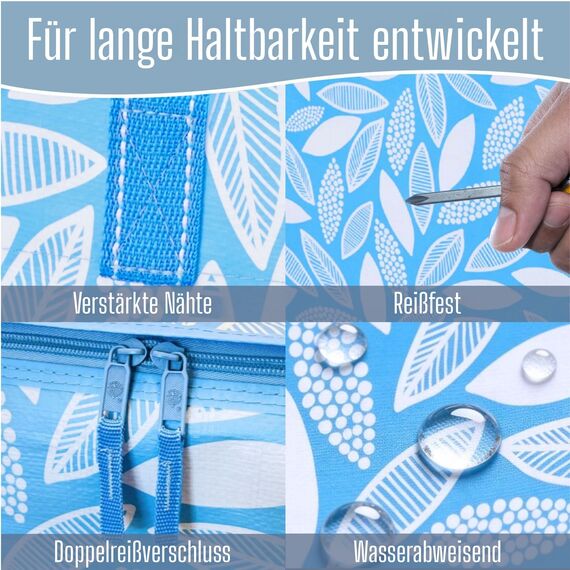 VENO 87 Liter extra große Umzugstaschen mit Rucksackgurten, Umzugshelfer, starke Griffe und Reißverschlüsse, Kleideraufbewahrung, wiederverwendbar und nachhaltig (Frühlingsbrise, 10er-Pack)