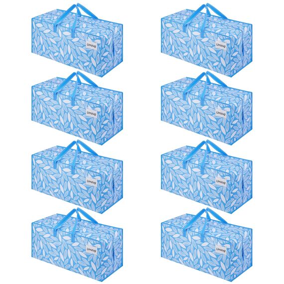 VENO 87 Liter extra große Umzugstaschen mit Rucksackgurten, Umzugshelfer, starke Griffe und Reißverschlüsse, Kleideraufbewahrung, wiederverwendbar und nachhaltig (Frühlingsbrise, 8er-Pack)